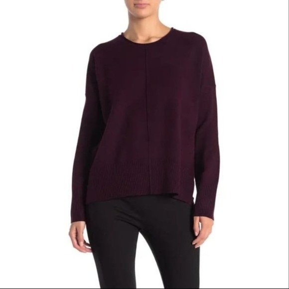 French Connection Boxy Knit Scoop Neck Sweater in Eggplant, S - Picture 1 of 8
